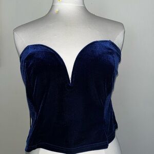 SHEIN Navy Velvet Strapless Crop Top